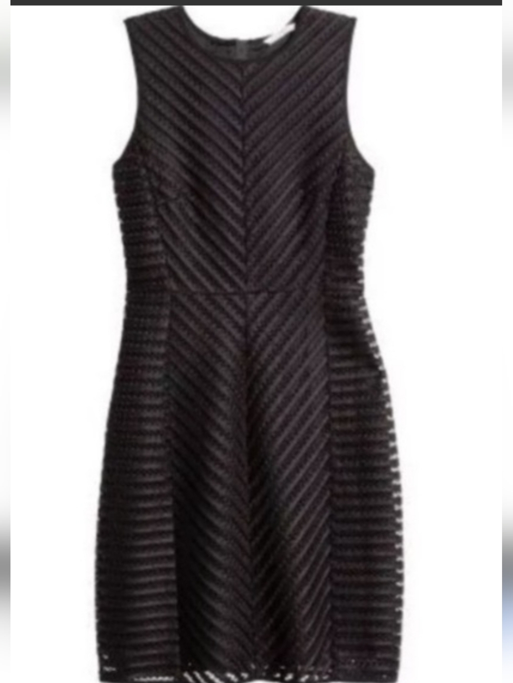 H&M Black Textured Chevron Open Weave Sleeveless Mini Dress Size 2